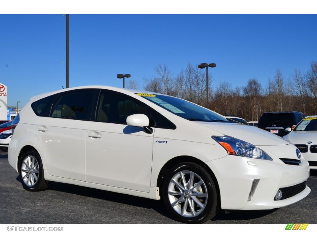 2012 Prius v Two Hybrid - Blizzard White Pearl / Bisque photo #1