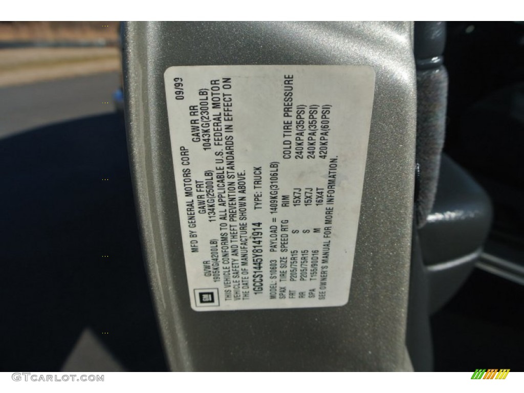 2000 S10 LS Regular Cab - Light Pewter Metallic / Graphite photo #7
