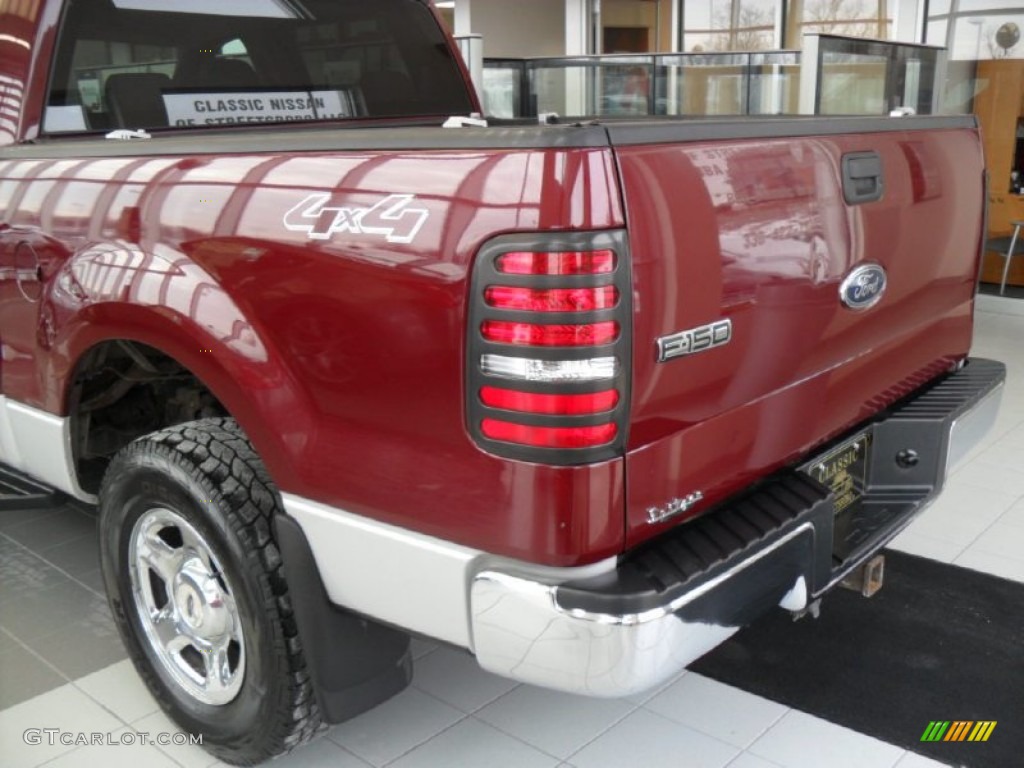 2005 F150 XLT SuperCrew 4x4 - Dark Toreador Red Metallic / Medium Flint/Dark Flint Grey photo #6