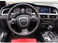 2010 Audi S5 Magma Red Silk Nappa Leather Interior Steering Wheel Photo