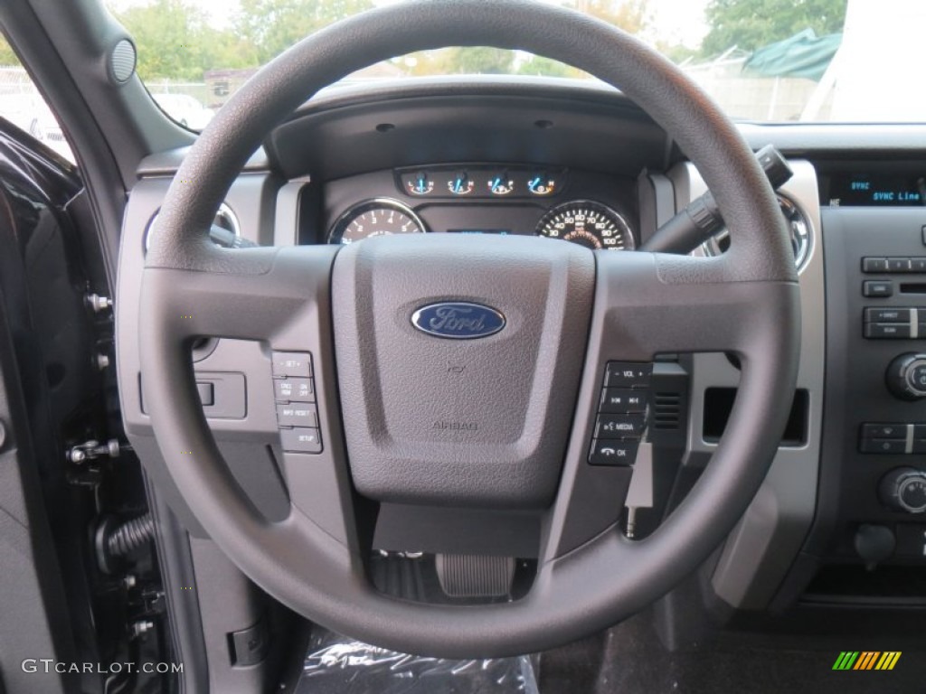 2014 Ford F150 XLT SuperCrew Steel Grey Steering Wheel Photo #88860769