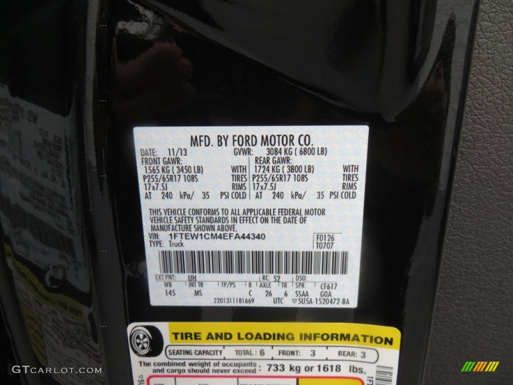 2014 F150 Color Code UH for Tuxedo Black Photo #88860808