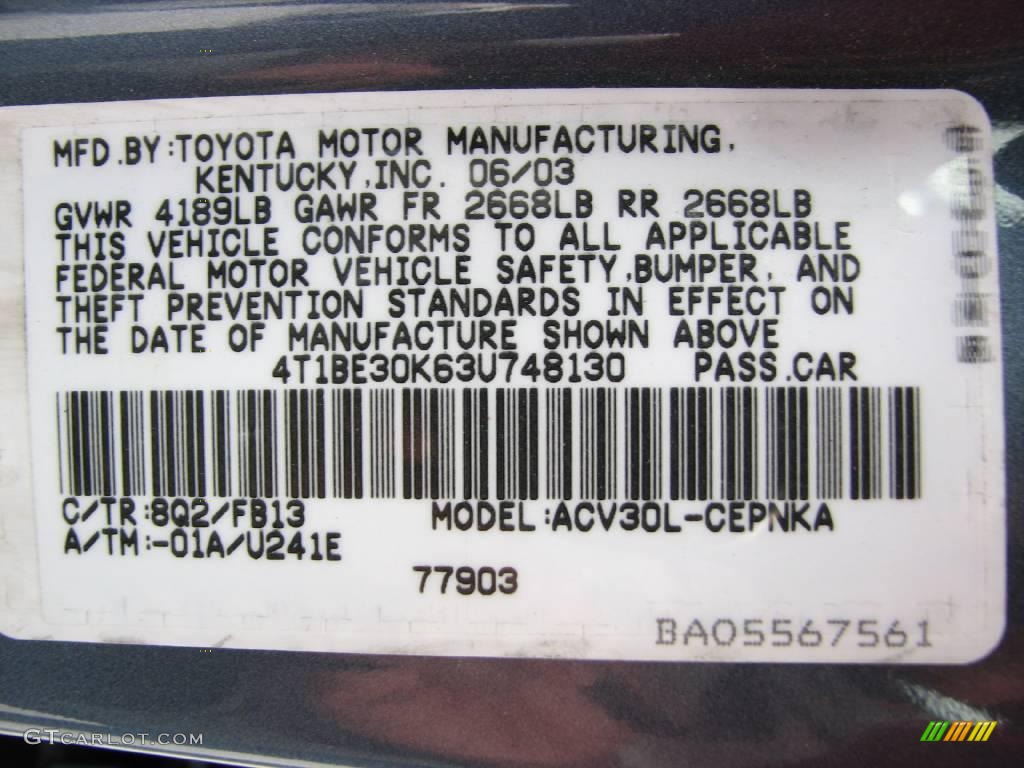 2003 Camry LE - Catalina Blue Metallic / Stone photo #15