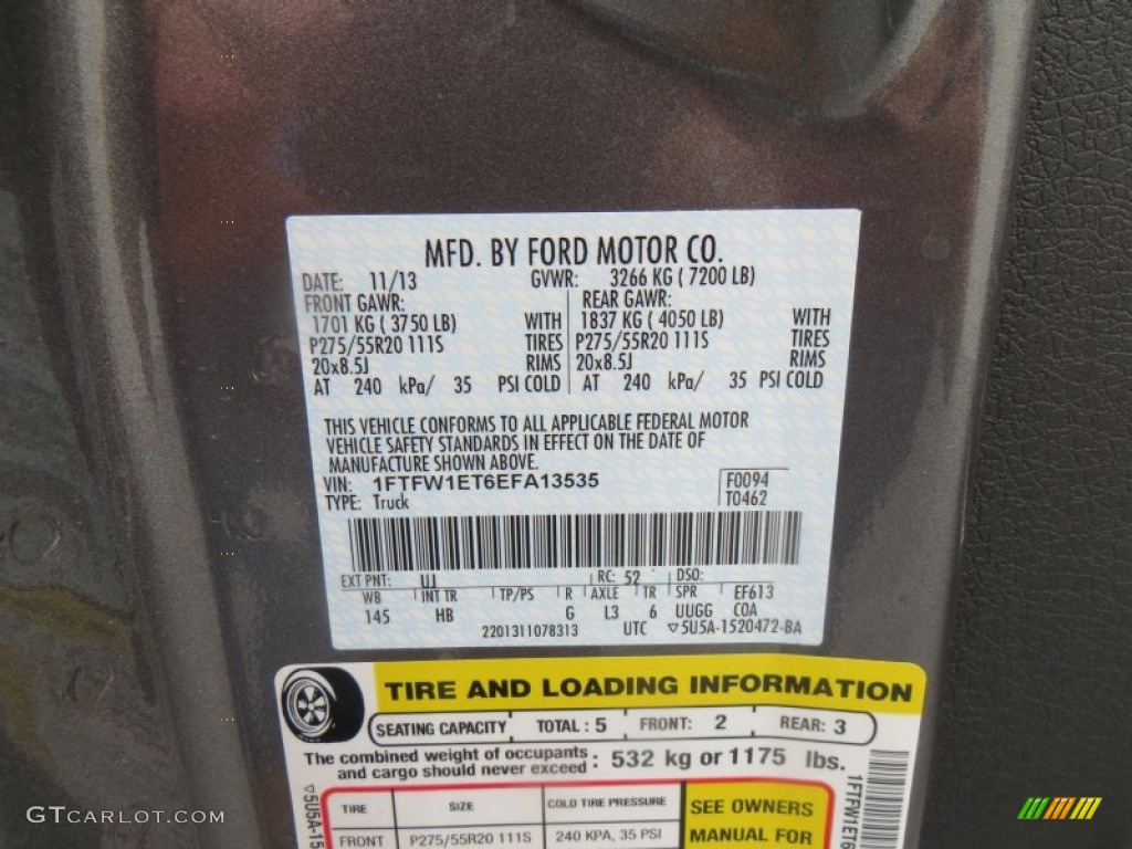 2014 F150 Color Code UJ for Sterling Grey Photo #88861837