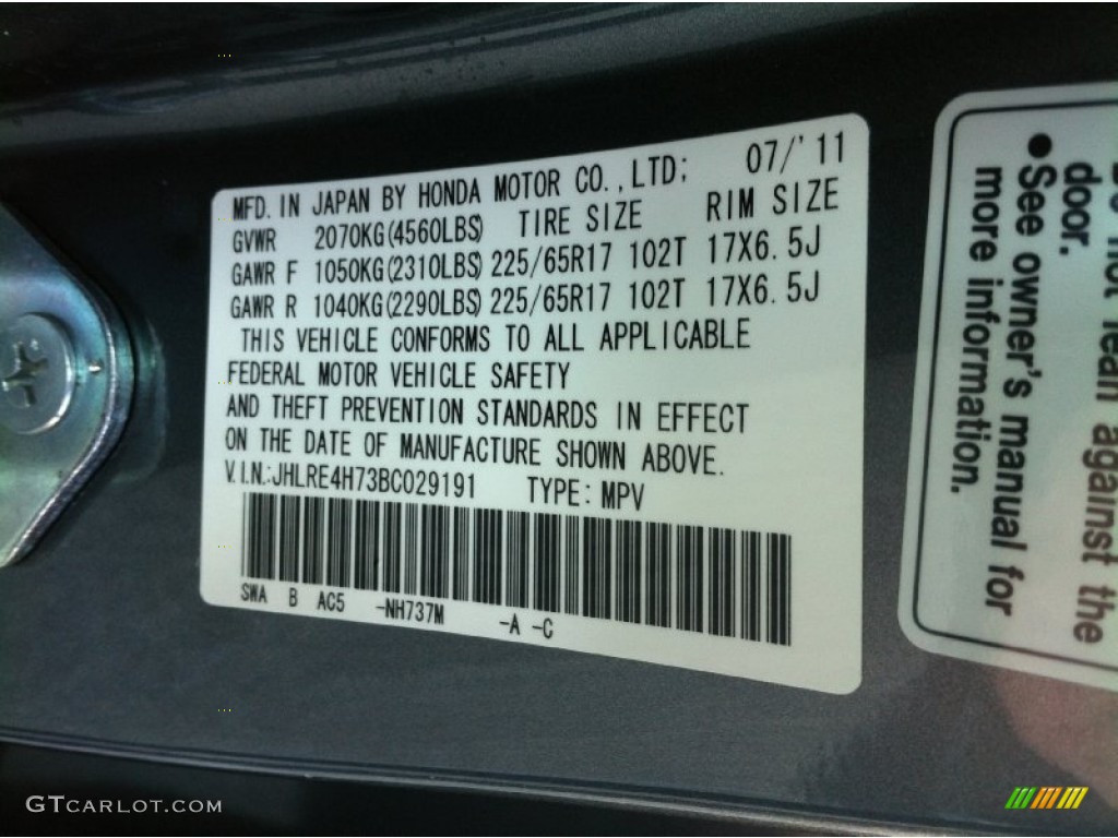 2011 CR-V EX-L 4WD - Polished Metal Metallic / Black photo #12