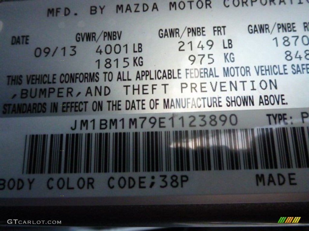 2014 MAZDA3 Color Code 38P for Liquid Silver Metallic Photo #88875298