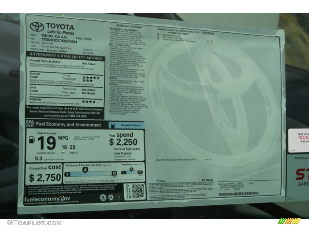 2014 Sienna XLE AWD - Silver Sky Metallic / Light Gray photo #10