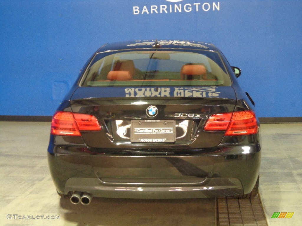 2011 3 Series 328i xDrive Coupe - Black Sapphire Metallic / Coral Red/Black Dakota Leather photo #14