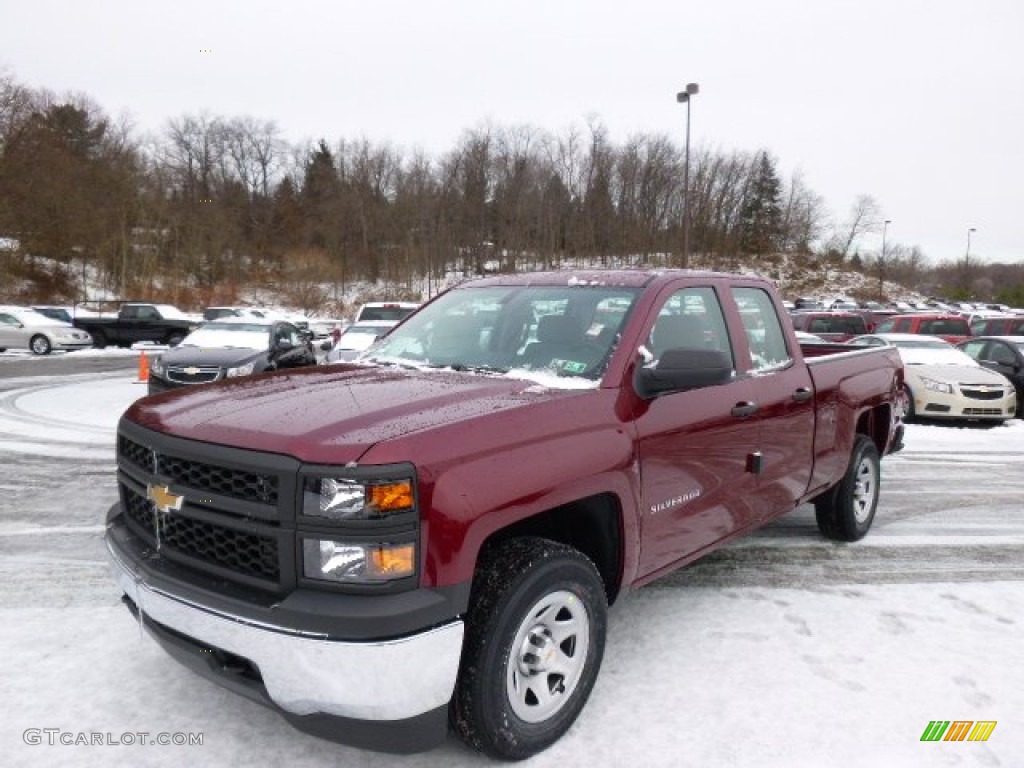 2014 Silverado 1500 WT Double Cab 4x4 - Deep Ruby Metallic / Jet Black/Dark Ash photo #1