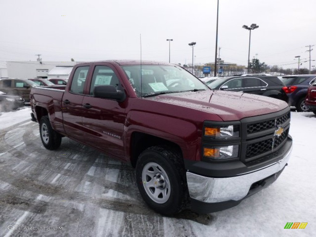 2014 Silverado 1500 WT Double Cab 4x4 - Deep Ruby Metallic / Jet Black/Dark Ash photo #3