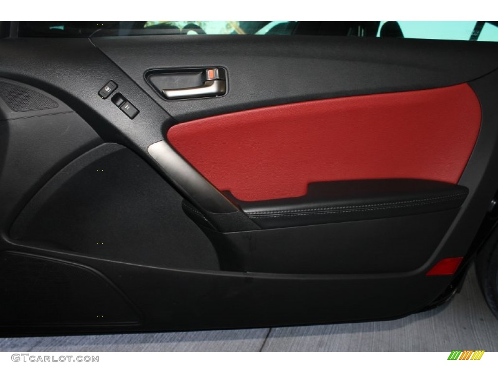 2013 Genesis Coupe 2.0T R-Spec - Black Noir Pearl / Red Leather/Red Cloth photo #24