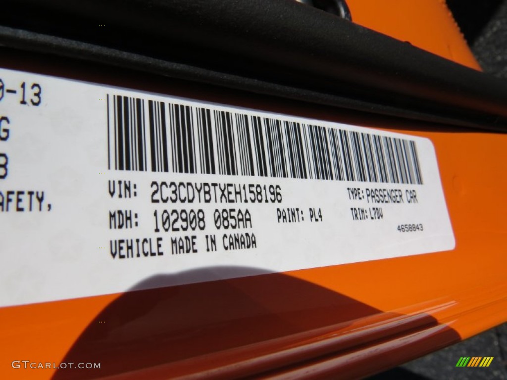 2014 Challenger Color Code PL4 for Header Orange Photo #88930955