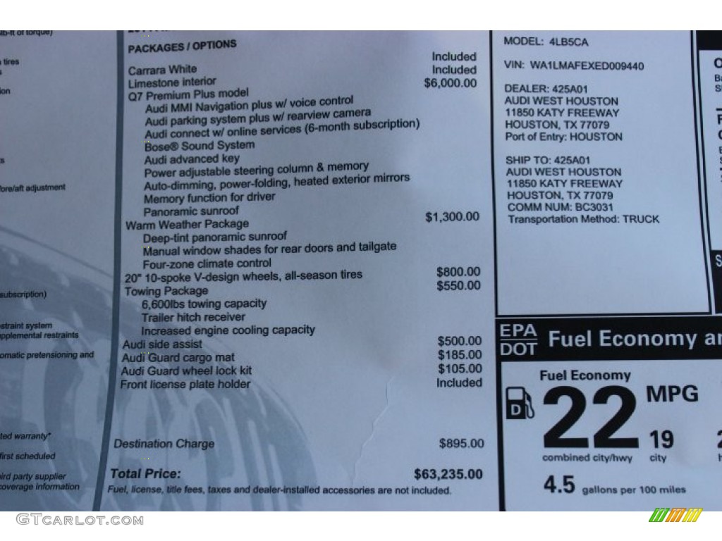 2014 Q7 3.0 TDI quattro - Carrara White / Limestone Gray photo #39