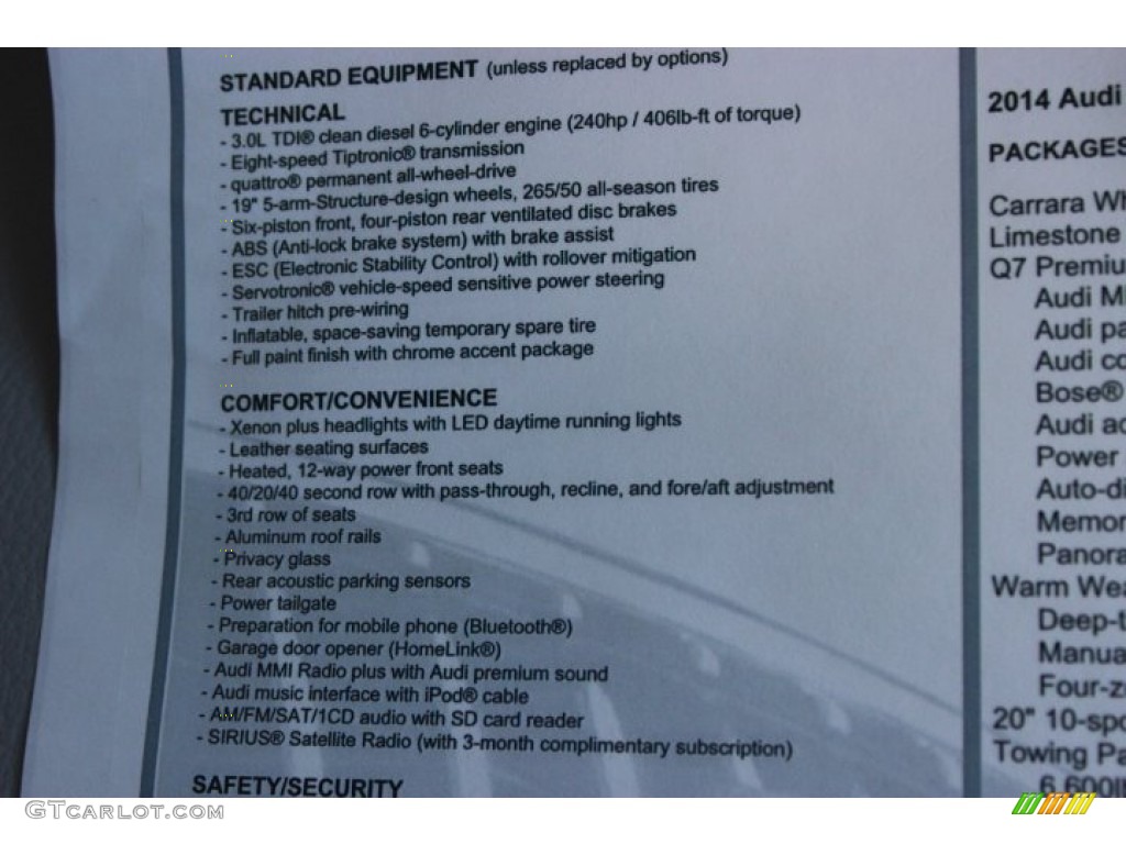 2014 Q7 3.0 TDI quattro - Carrara White / Limestone Gray photo #40