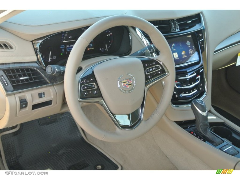 2014 Cadillac CTS Luxury Sedan Light Cashmere/Medium Cashmere Steering Wheel Photo #88936922