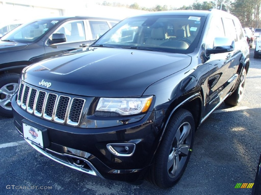2014 Grand Cherokee Overland 4x4 - Brilliant Black Crystal Pearl / Overland Nepal Jeep Brown Light Frost photo #1