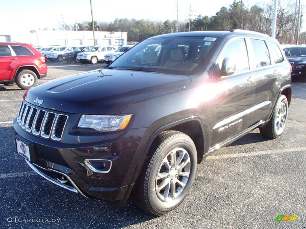 2014 Grand Cherokee Overland 4x4 - Brilliant Black Crystal Pearl / Overland Nepal Jeep Brown Light Frost photo #1