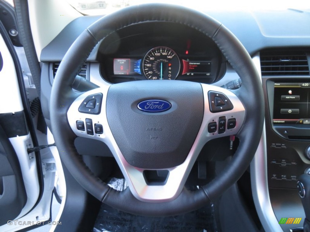 2014 Ford Edge SEL SEL Appearance Charcoal Black Leather/Gray Alcantara Steering Wheel Photo #88956914