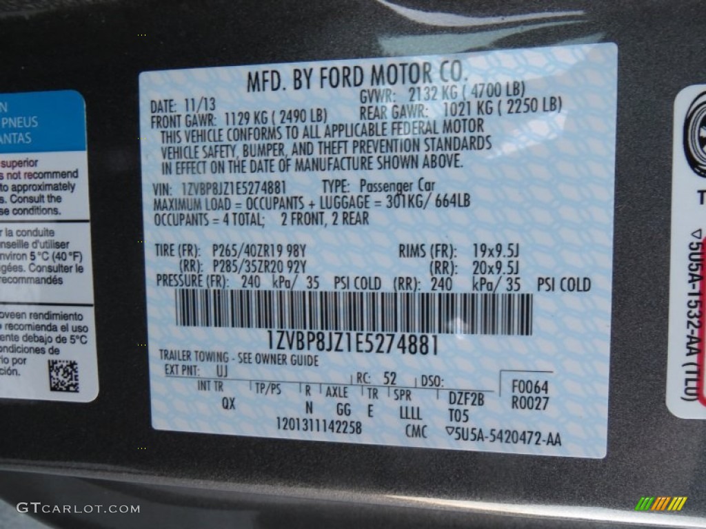 2014 Mustang Color Code UJ for Sterling Gray Photo #88957289