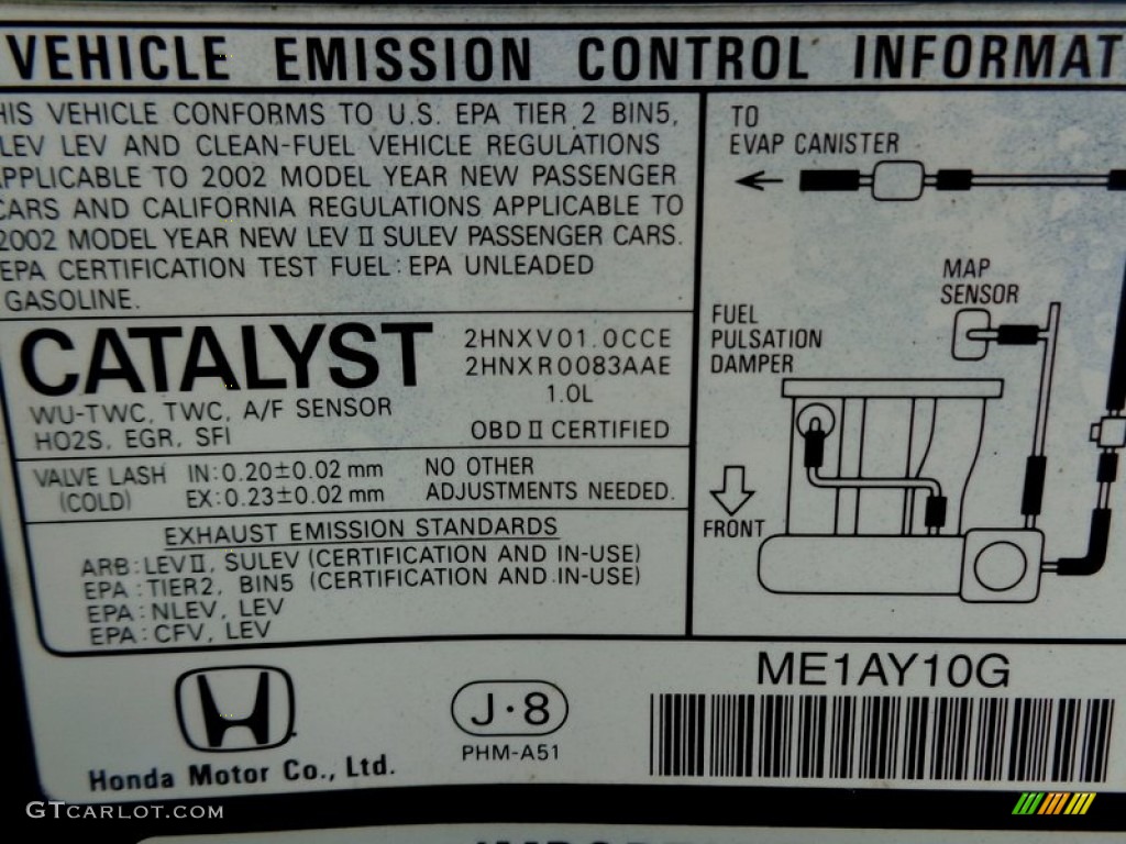 2002 Honda Insight Hybrid Info Tag Photo #88958960