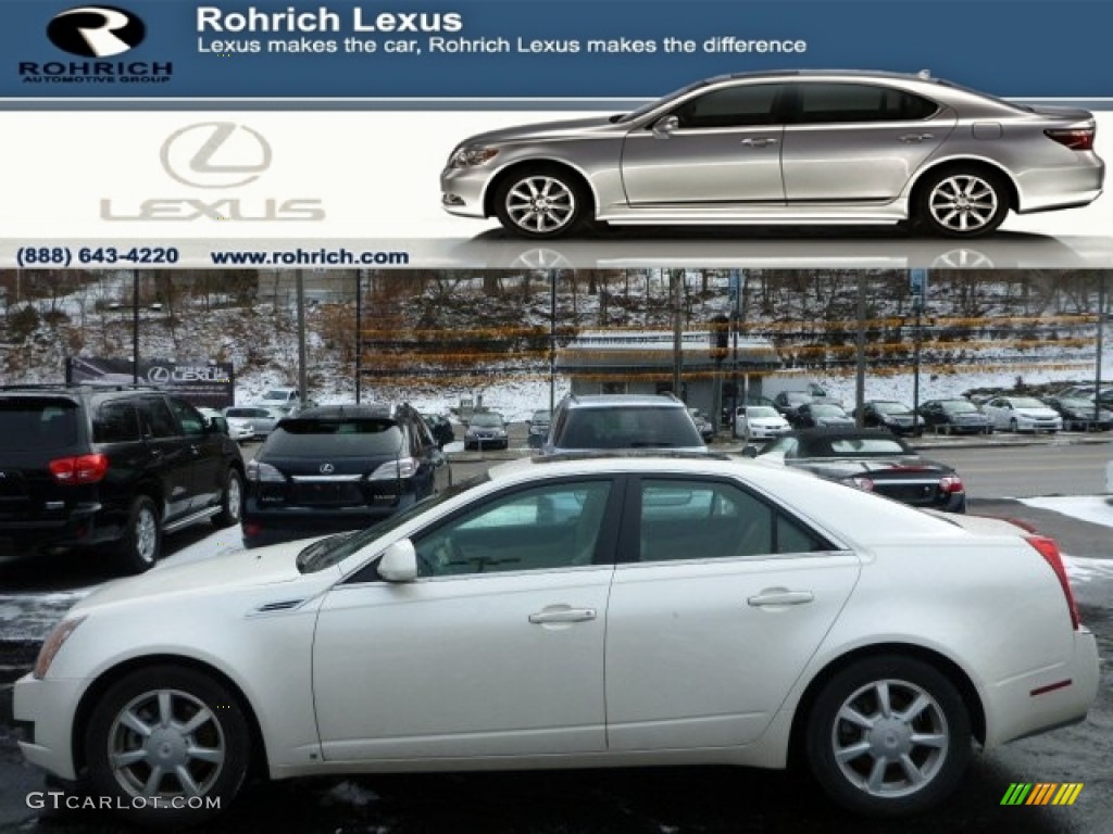 2009 CTS 4 AWD Sedan - White Diamond Tri-Coat / Cashmere/Cocoa photo #1