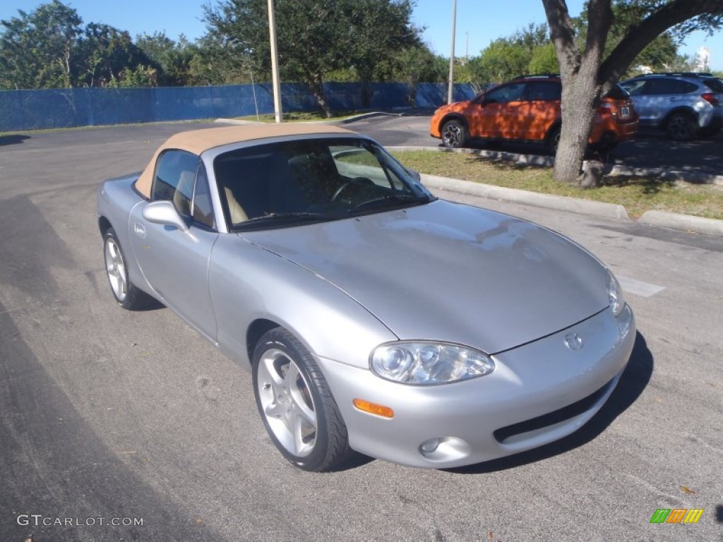 2002 MX-5 Miata LS Roadster - Sunlight Silver Metallic / Tan photo #1