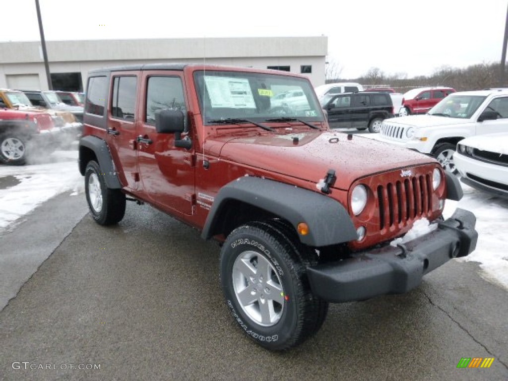 Copperhead Pearl 2014 Jeep Wrangler Unlimited Sport S 4x4 Exterior Photo #88969499