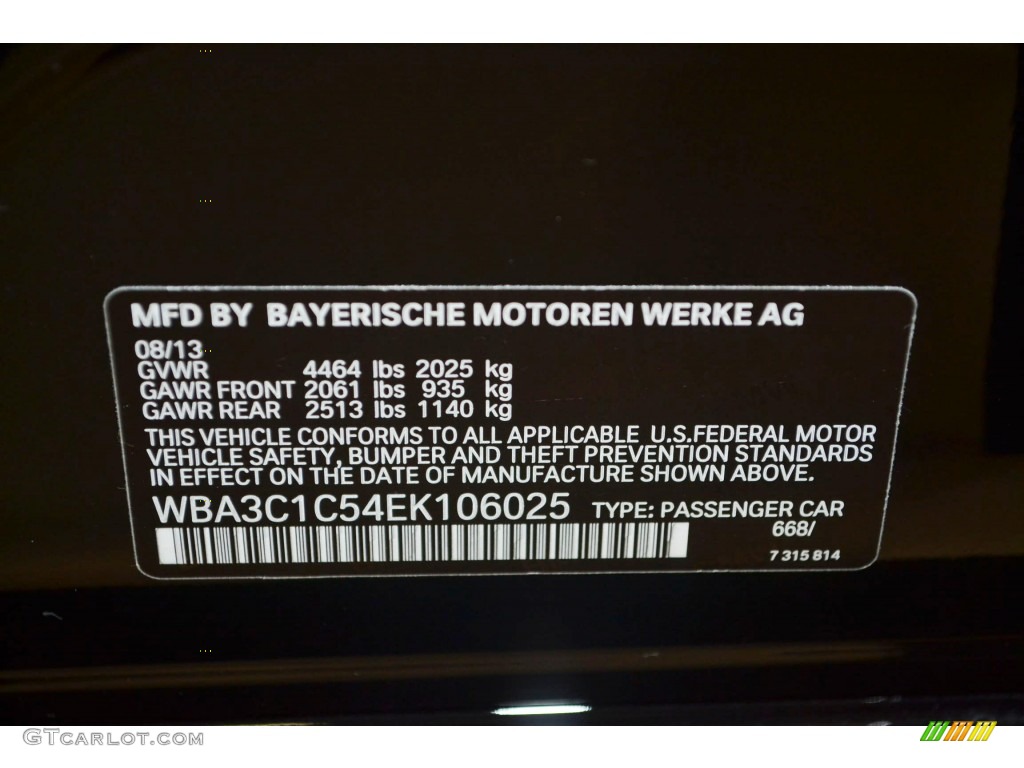 2014 3 Series Color Code 668 for Jet Black Photo #88977082