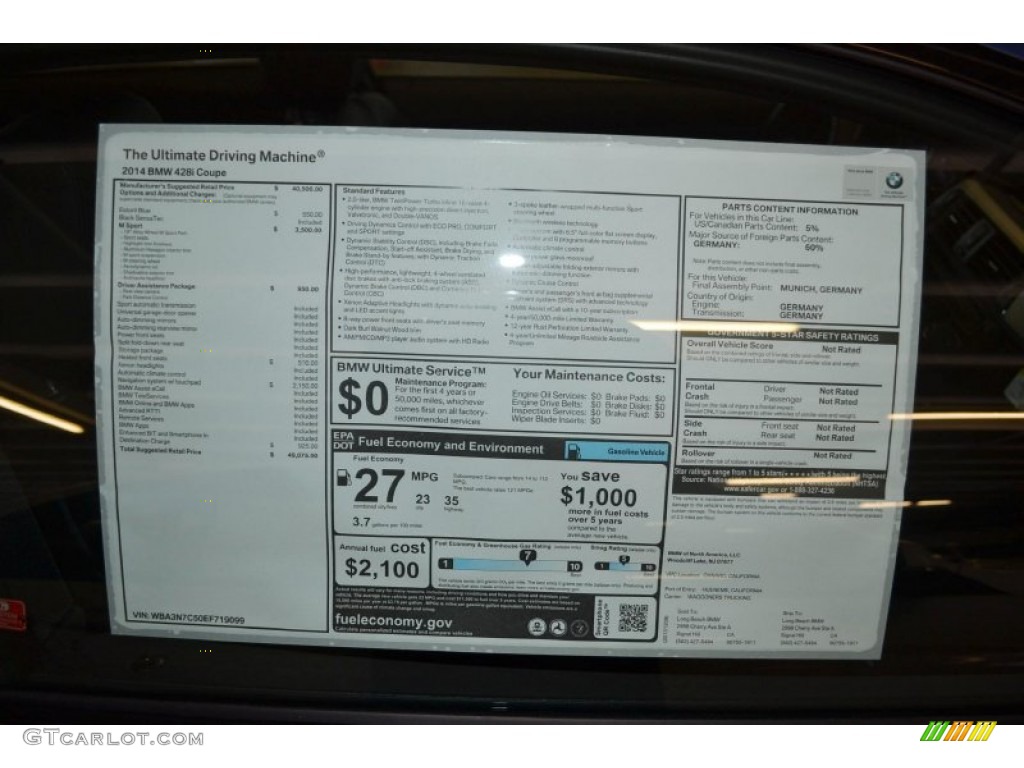 2014 BMW 4 Series 428i Coupe Window Sticker Photo #88984606