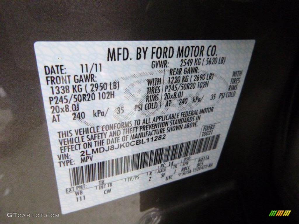 2012 MKX AWD - Mineral Gray Metallic / Charcoal Black photo #23