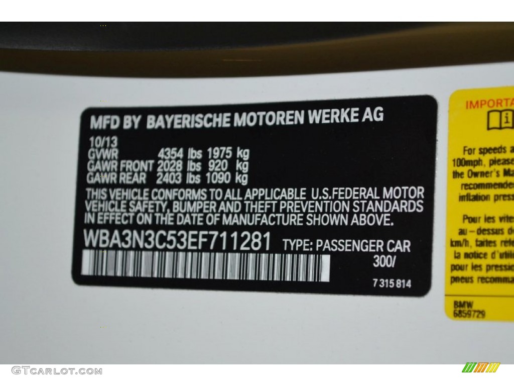 2014 4 Series Color Code 300 for Alpine White Photo #88985368