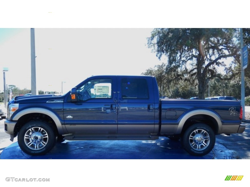 2014 F250 Super Duty King Ranch Crew Cab 4x4 - Blue Jeans Metallic / King Ranch Chaparral Leather/Black Trim photo #2