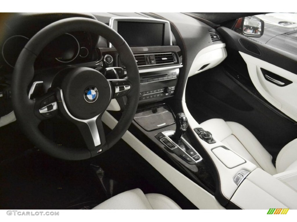 M Sport Edition Opal White/Sakhir Orange stitching Interior 2014 BMW 6 Series 650i Gran Coupe M Sport Edition Photo #88985815