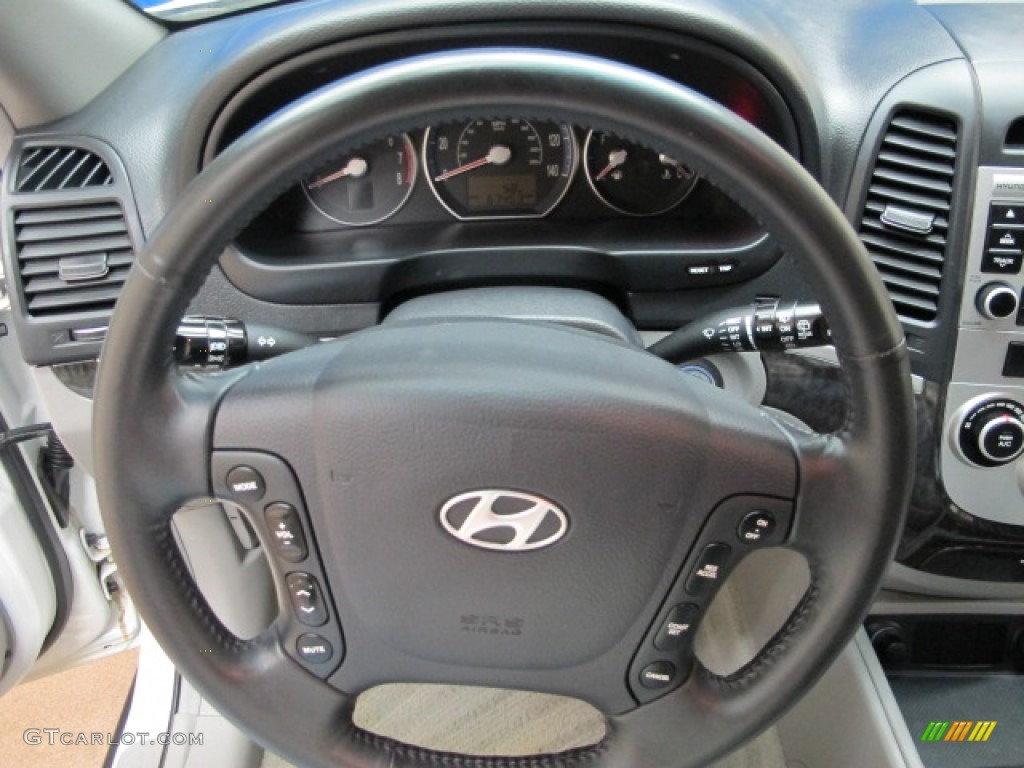 2008 Hyundai Santa Fe SE Gray Steering Wheel Photo #88986392