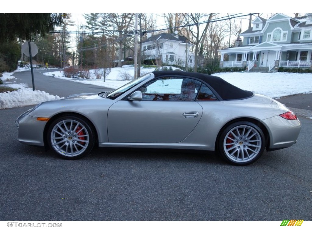 2011 911 Carrera 4S Cabriolet - Platinum Silver Metallic / Carrera Red photo #3