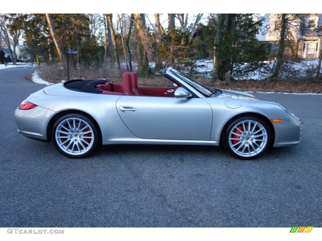 2011 911 Carrera 4S Cabriolet - Platinum Silver Metallic / Carrera Red photo #7