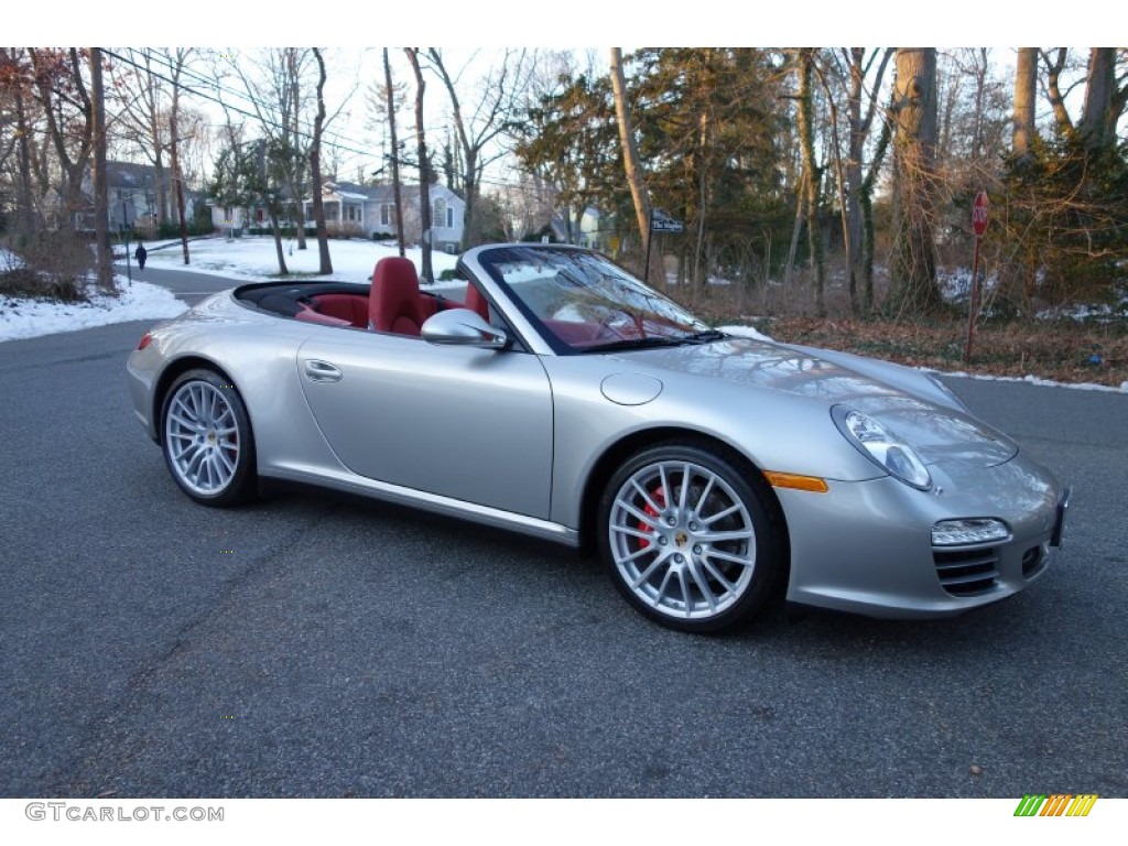 2011 911 Carrera 4S Cabriolet - Platinum Silver Metallic / Carrera Red photo #8