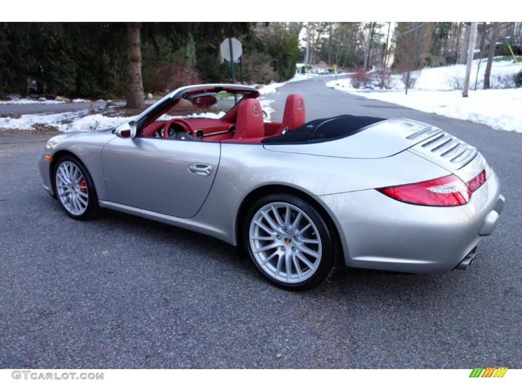 2011 911 Carrera 4S Cabriolet - Platinum Silver Metallic / Carrera Red photo #9