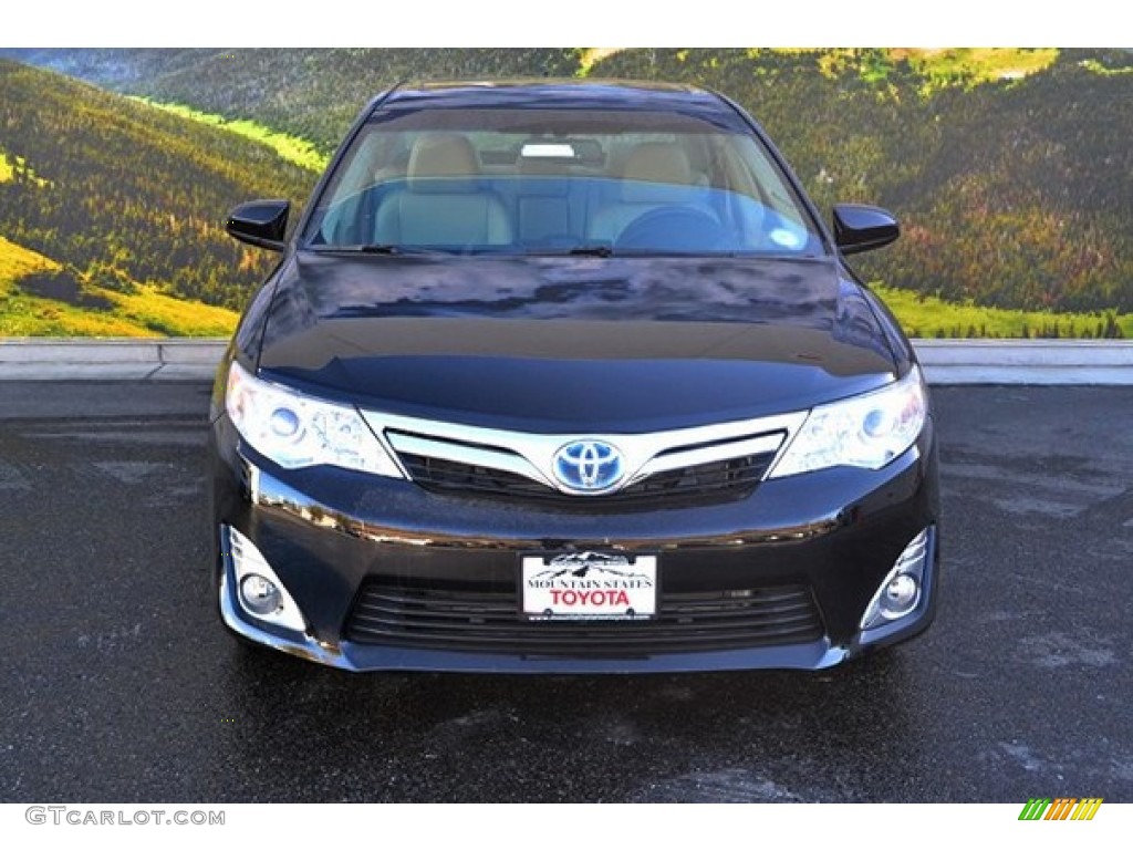 2014 Camry Hybrid XLE - Attitude Black Metallic / Ivory photo #2