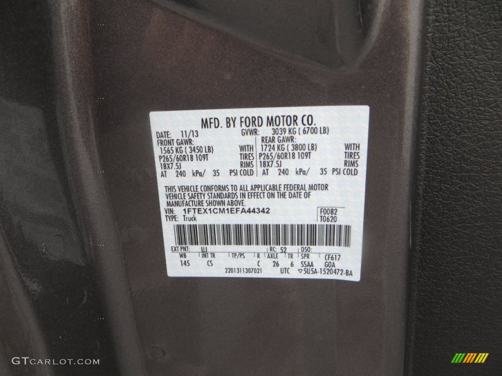 2014 F150 Color Code UJ for Sterling Grey Photo #89012302