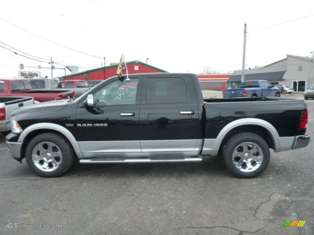 2012 Ram 1500 Laramie Crew Cab 4x4 - Black / Dark Slate Gray photo #2