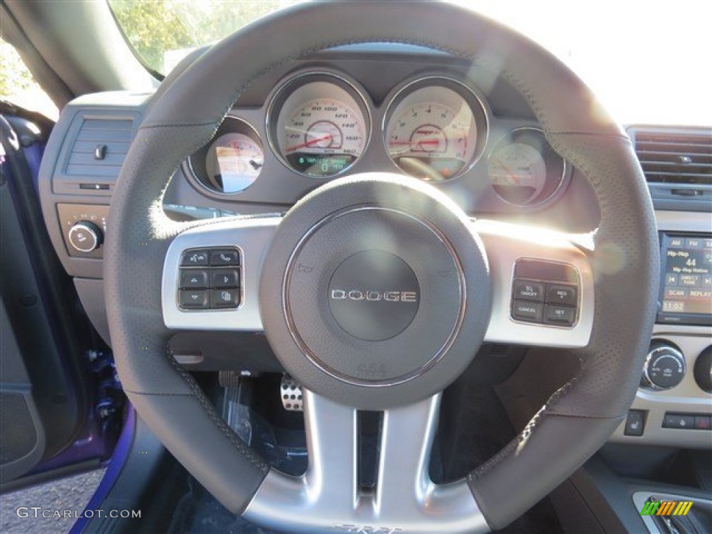 2013 Dodge Challenger SRT8 392 Dark Slate Gray Steering Wheel Photo #89021892