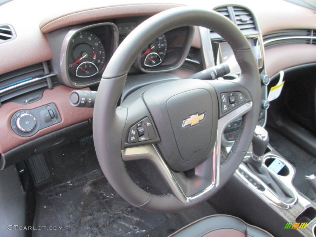 2014 Chevrolet Malibu LTZ Jet Black/Brownstone Steering Wheel Photo #89027129