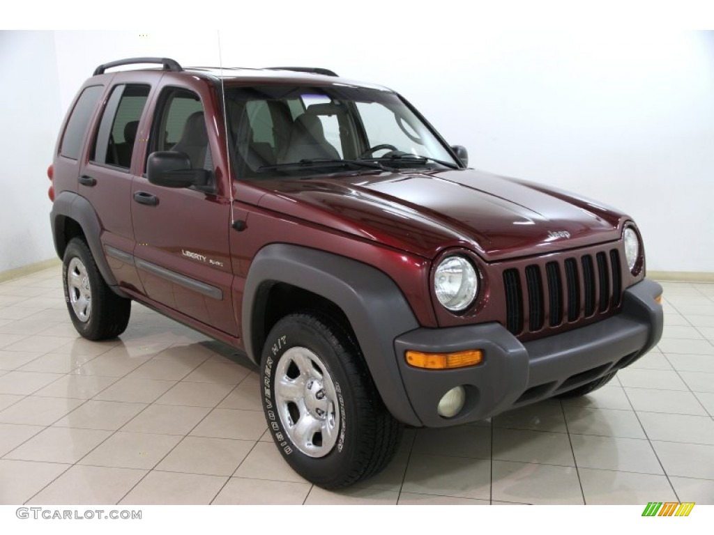 2002 Liberty Sport 4x4 - Dark Garnet Red Pearlcoat / Taupe photo #1
