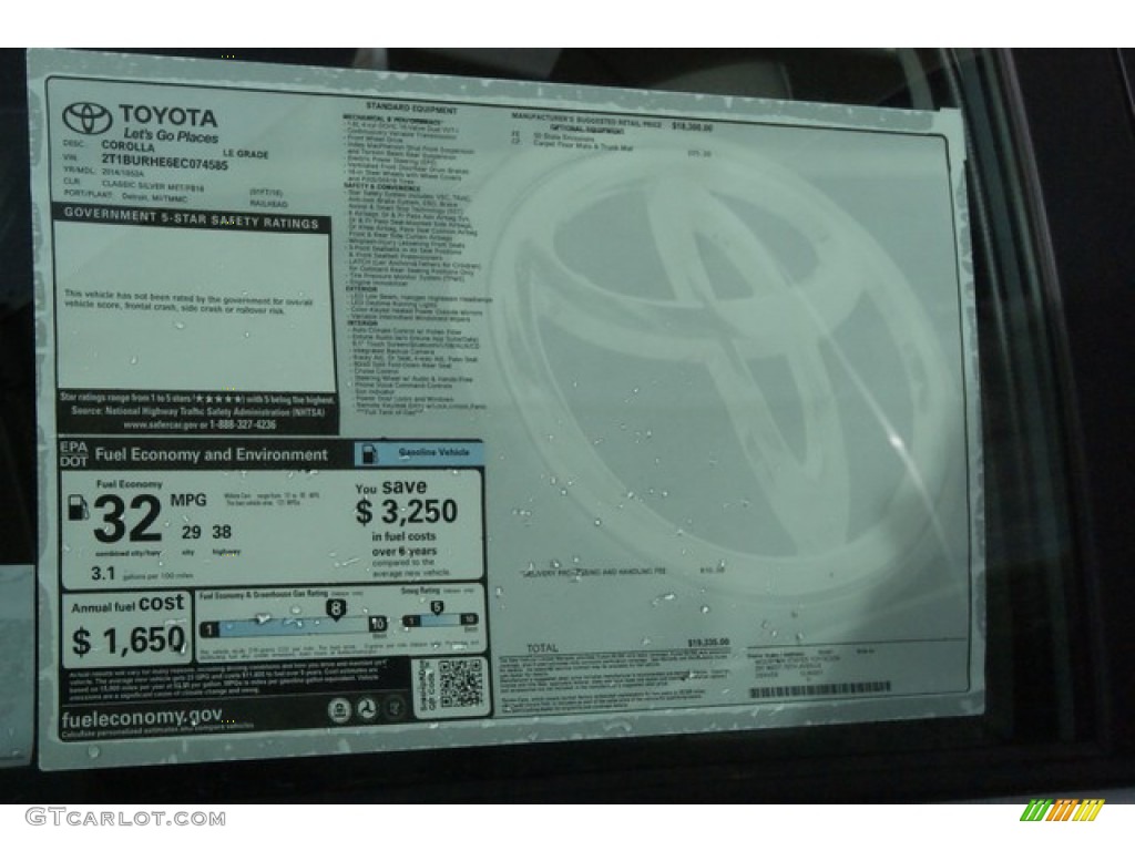 2014 Corolla LE - Classic Silver Metallic / Ash photo #10