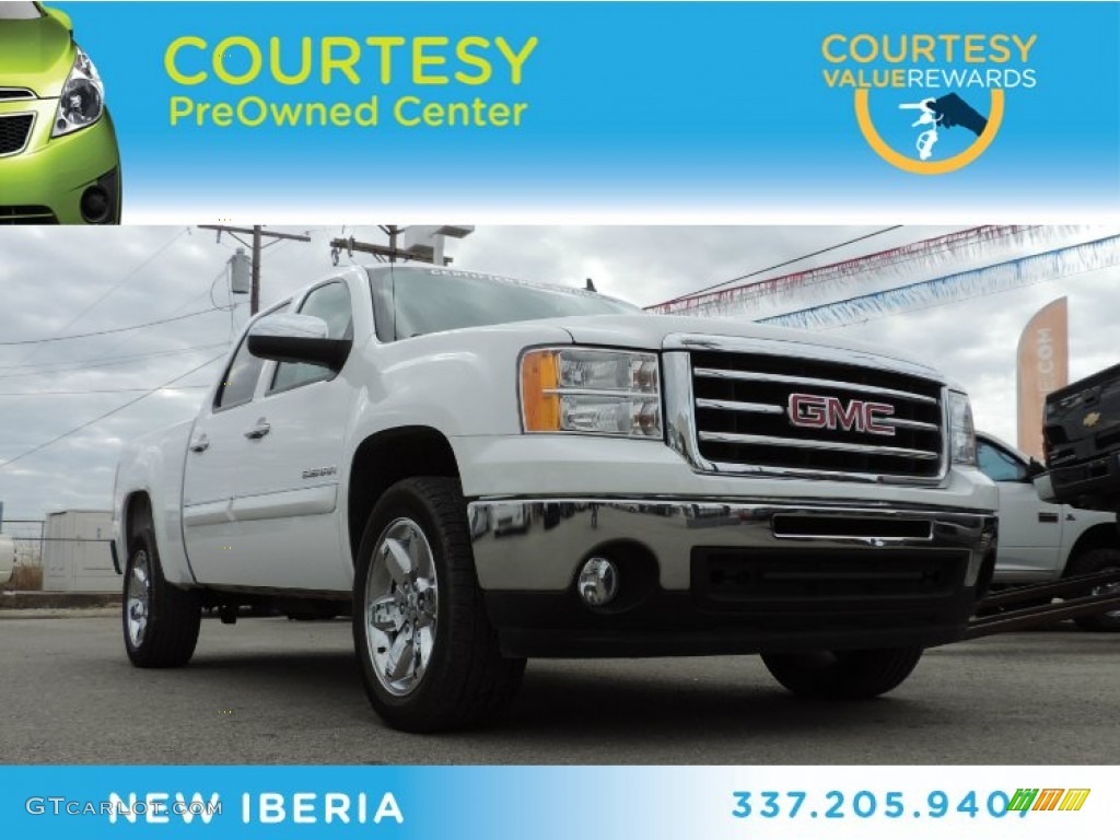 2012 Sierra 1500 SLE Crew Cab - White Diamond Tricoat / Dark Titanium/Light Titanium photo #1