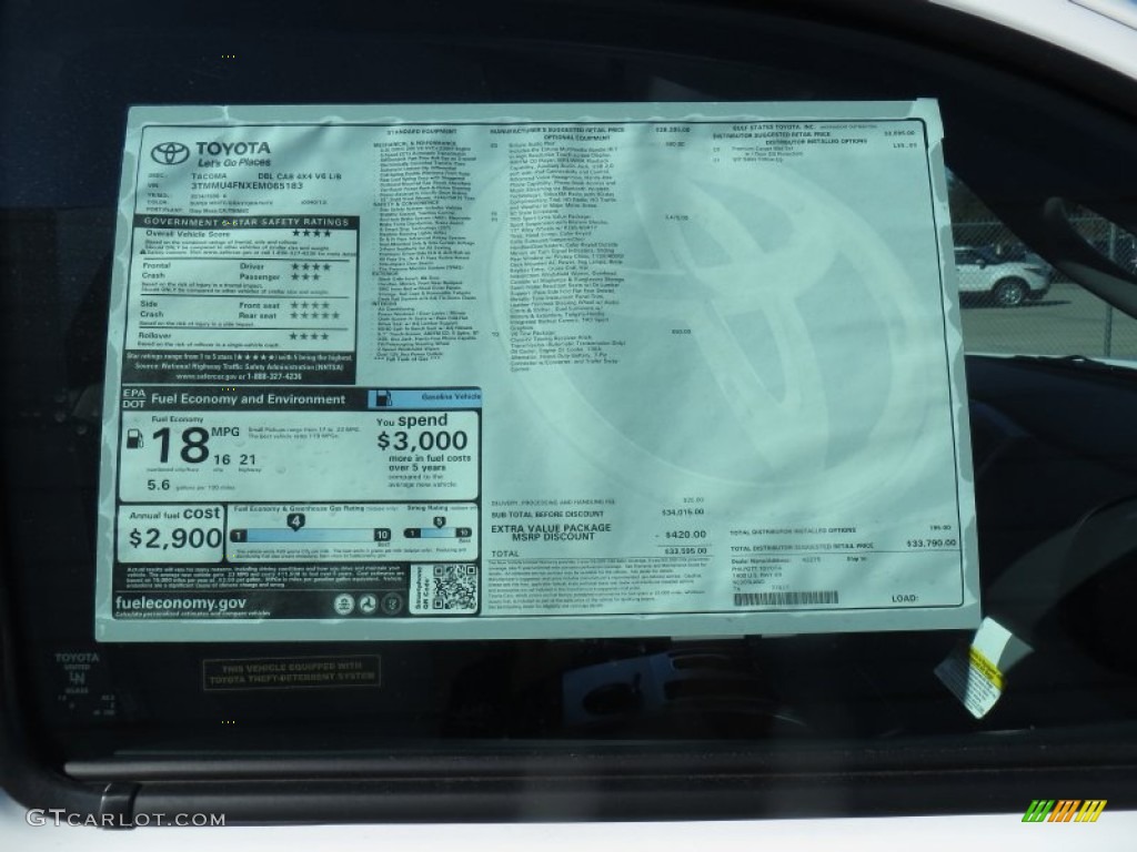 2014 Toyota Tacoma V6 TRD Sport Double Cab 4x4 Window Sticker Photo #89050581