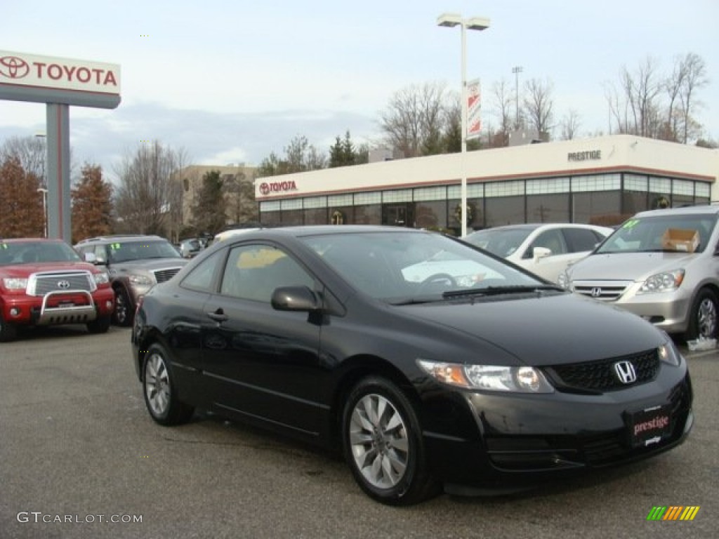 2010 Civic EX Coupe - Crystal Black Pearl / Black photo #1