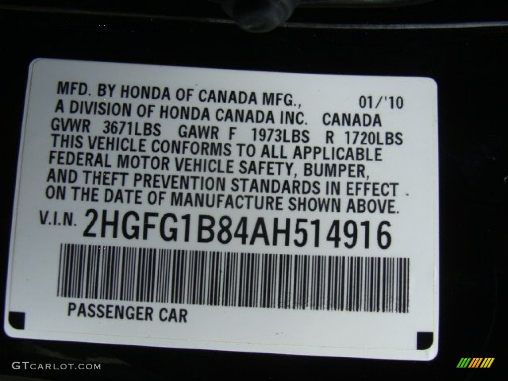 2010 Civic EX Coupe - Crystal Black Pearl / Black photo #15