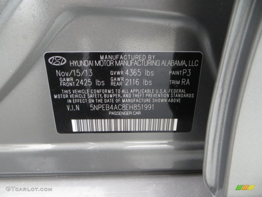 2014 Sonata GLS - Harbor Gray Metallic / Gray photo #33